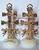 CARAVACA CROSS WITH ANGEL GOLD BASE METAL GLAZED AND STONE MARBLE BASE GR