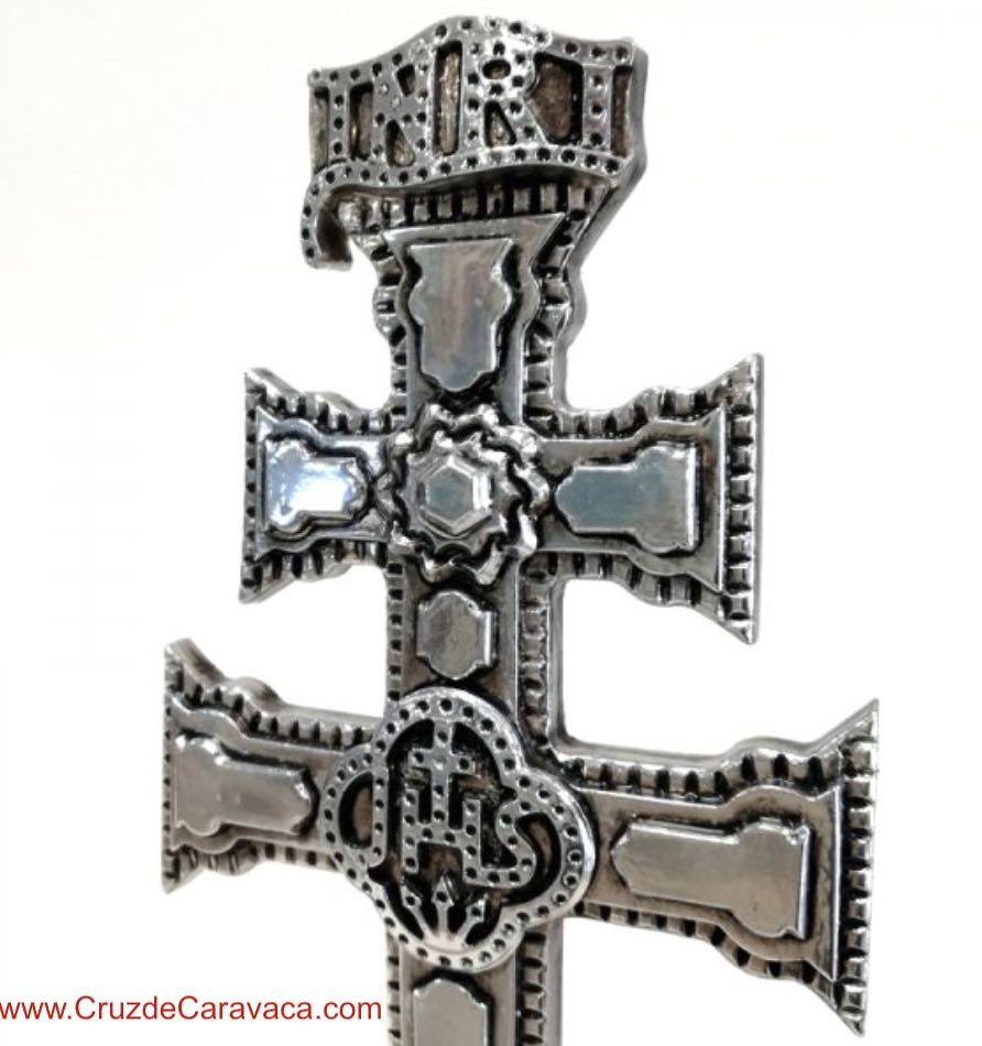 AUTHENTIC CARAVACA CROSS WITH WOOD BASE 