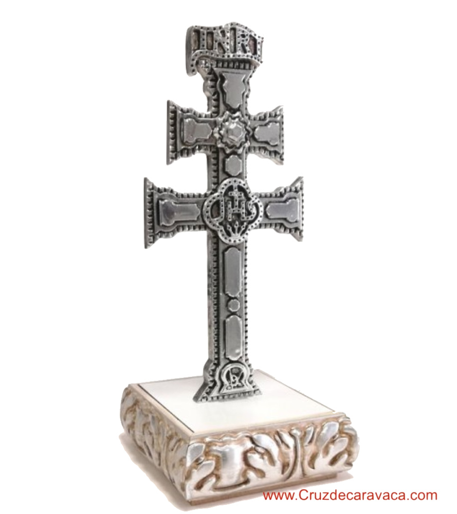 AUTHENTIC CARAVACA CROSS WITH WOOD BASE 