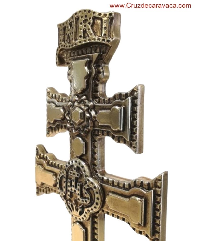 AUTHENTIC CARAVACA CROSS WITH WOOD BASE 