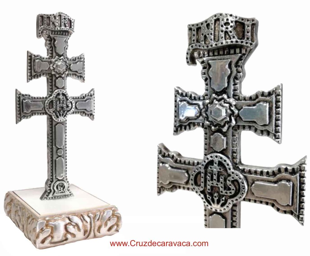 AUTHENTIC CARAVACA CROSS WITH WOOD BASE 