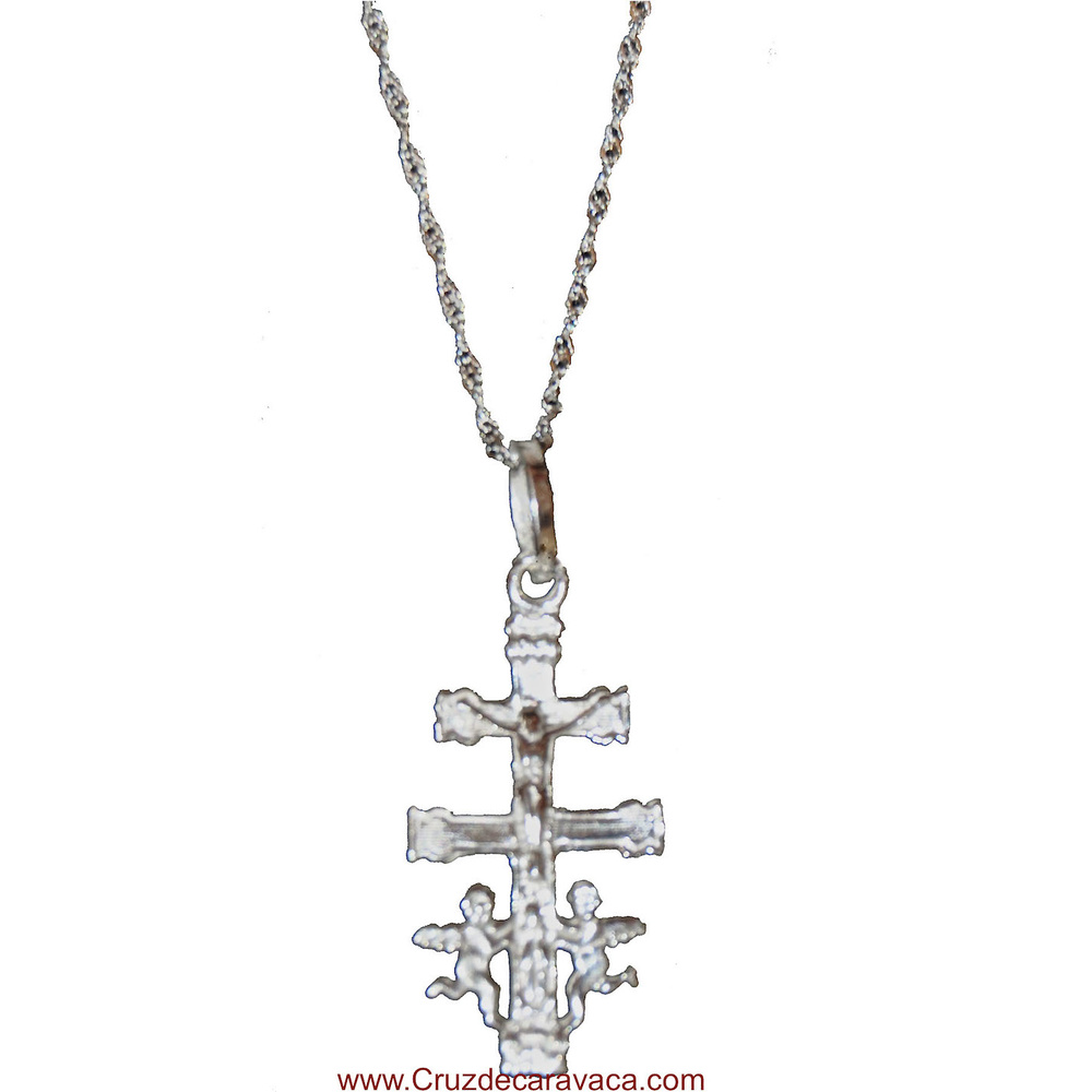 BIG CARAVACA CROSS AND CHAIN ​​IS ALL SILVER 