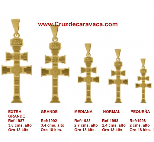 CRUZ DE CARAVACA DE ORO 18 KLTS GRABADO A LASER A DOS CARAS GRANDE EXTRA GRANDE 