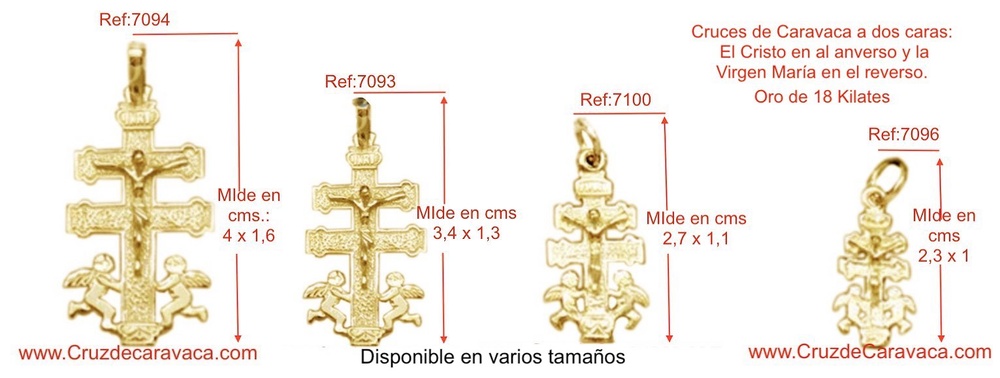 BIG GOLDEN CROSS WITH CHRIST CARAVACA ANGELES TWO SIDES 