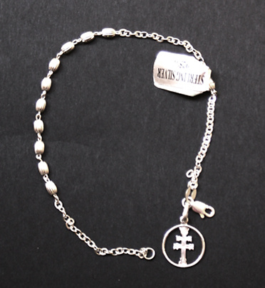 BRACELET MADE IN SILVERPF CROSS OF CARAVACA OVAL TRIM 