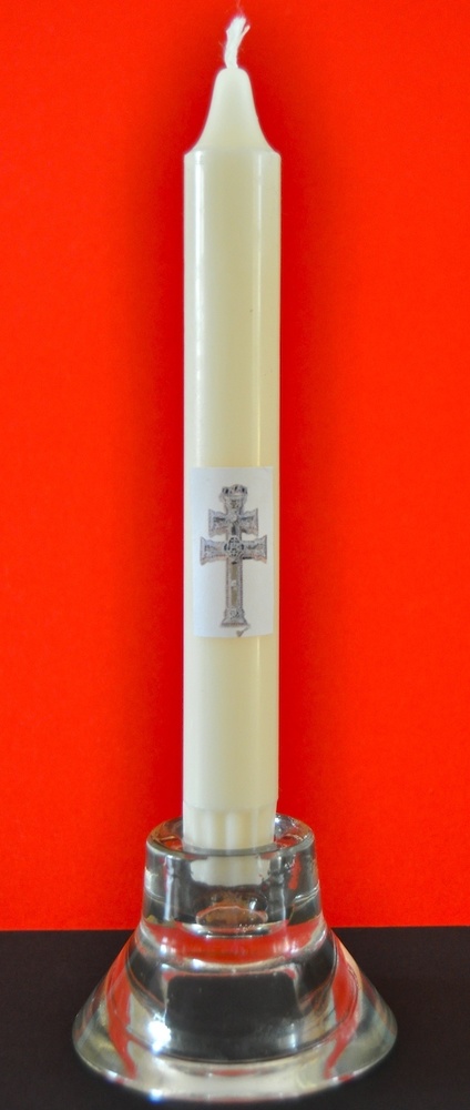 CANDLEHOLDER CROSS CRYSTAL AND CANDLE CARAVACA 