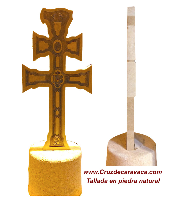 CARAVACA CROSS BIG NATURAL STONE lLOGGED PEDESTAL 