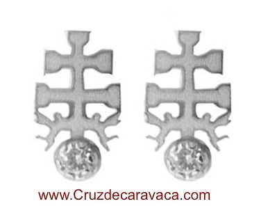 CARAVACA CROSS EARRINGS BABY GOLD WITH CIRCONIT 