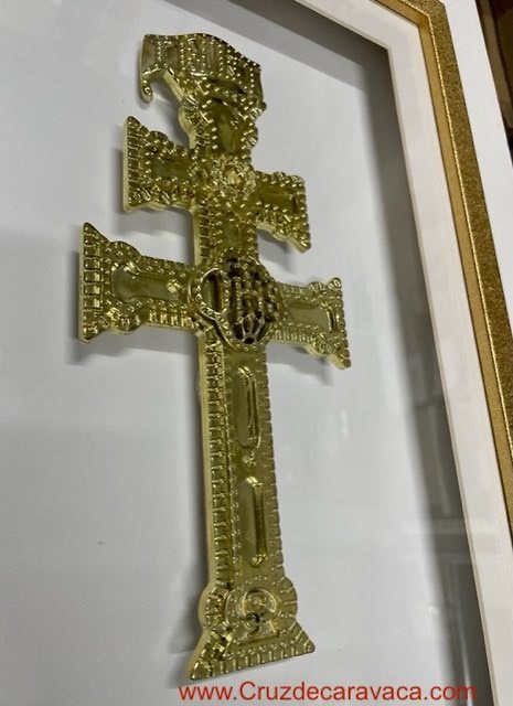 CARAVACA CROSS FRAME WHITE AND GOLDEN FRAME 