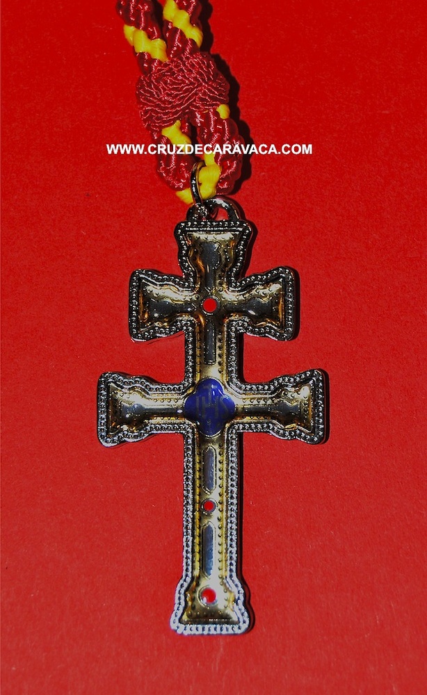 CARAVACA CROSS IN LARGE METAL AND RESIN GRAVURE WITH CORD 