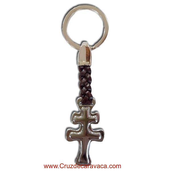 CARAVACA CROSS KEY RING METAL AND LEATHER 