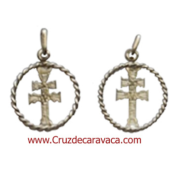 CARAVACA CROSS MEDAL SILVER CORD TWISTED 