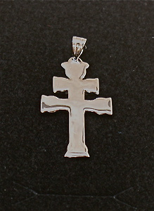 CARAVACA CROSS OF POLISHED SILVER LARGE TWO FACES 