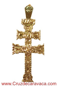 CARAVACA CROSS RELIEF WITH GOLDEN HAND CARVED 