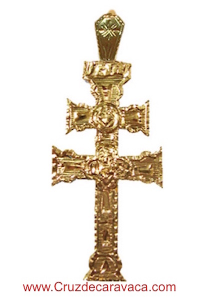 CARAVACA CROSS RELIEF WITH GOLDEN HAND CARVED 