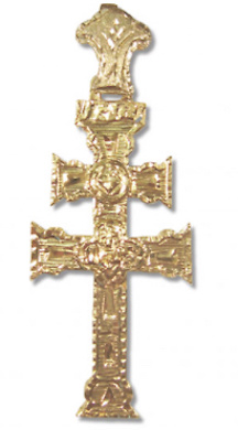 CARAVACA CROSS RELIEF WITH GOLDEN HAND CARVED 