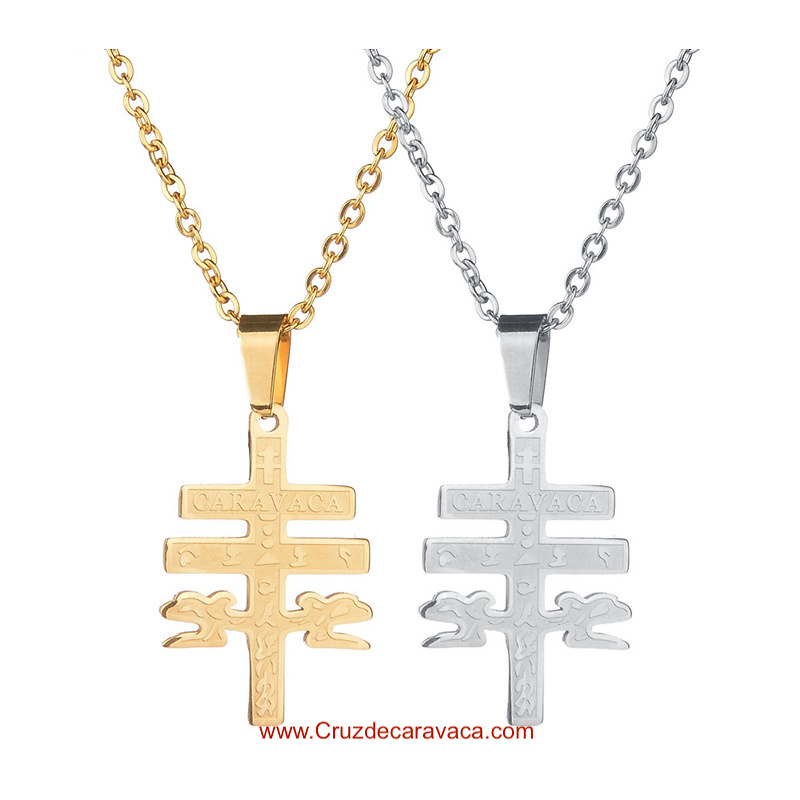 CARAVACA CROSS SET WITH MATCHING ANGELS AND CHAIN 