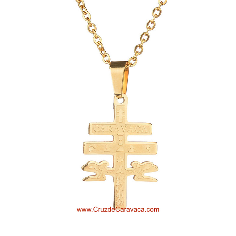 CARAVACA CROSS SET WITH MATCHING ANGELS AND CHAIN 