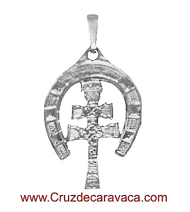 CARAVACA CROSS SILVER HORSESHOE FOR HANGING 