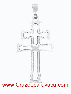 CARAVACA CROSS SILVER SADDLE WITH TRAPEZOIDAL RING BIG 