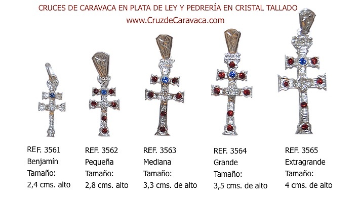 CRUZ CARAVACA EN PLATA DE LEY CON PIEDRAS DE CRISTAL TALLADO BENJAMIN 