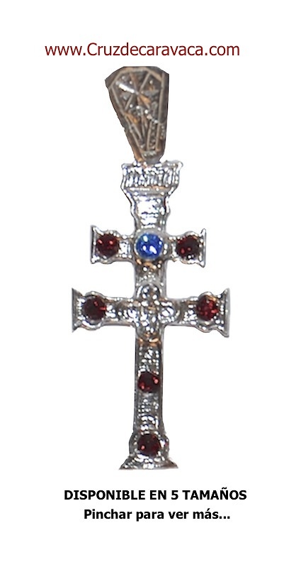 CARAVACA CROSS STERLING SILVER STONE CARVED GLASS 
