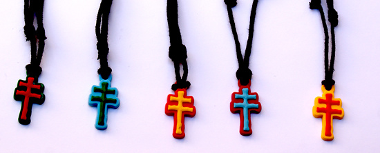 CARAVACA CROSSES IN COLOR FOR HANGING RUBBER - ASSORTED 5 COLORS- 