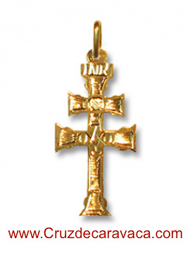 CARAVACA GOLD CROSS PENDANT 3248, TWO FACES 