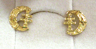 CRESCENT GOLD EARRINGS CROSS OF CARAVACA 