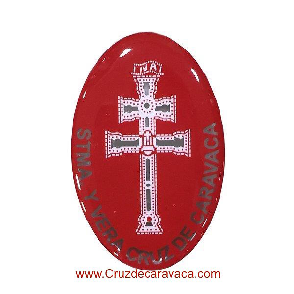 PEGATINA ADHESIVA DE LA CRUZ DE CARAVACA EN RESINA ROJO 