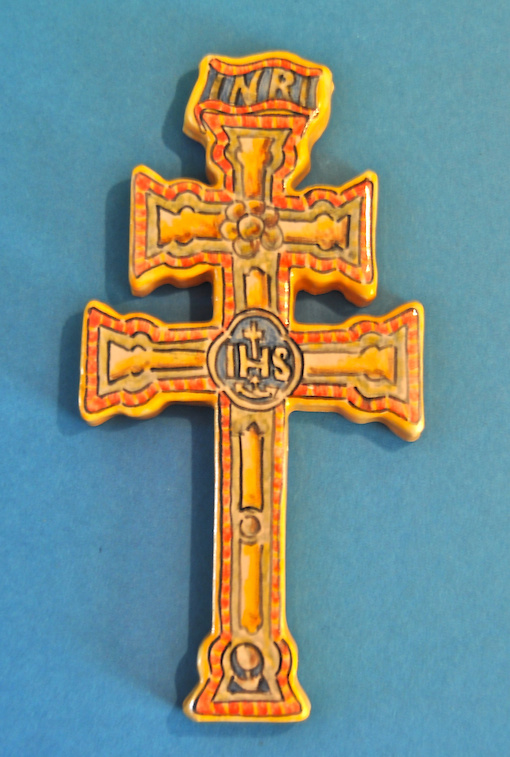 CROSS OF CARAVACA HAND MADE WITH COTTO. ALSO HAN PAINT 