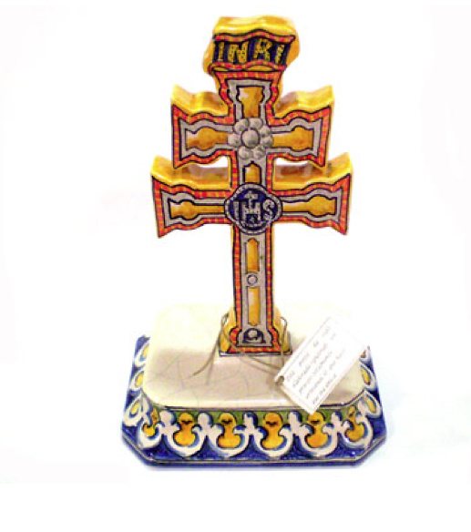 CROSS OF CARAVACA MADE IN CERAMIC. HAND PAINT 