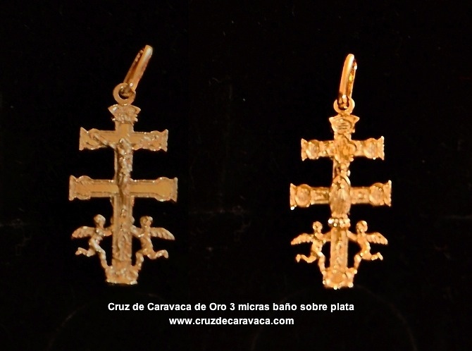 CROSS OF CARAVACA MADE IN GOLD ON SILVER OPCR3 