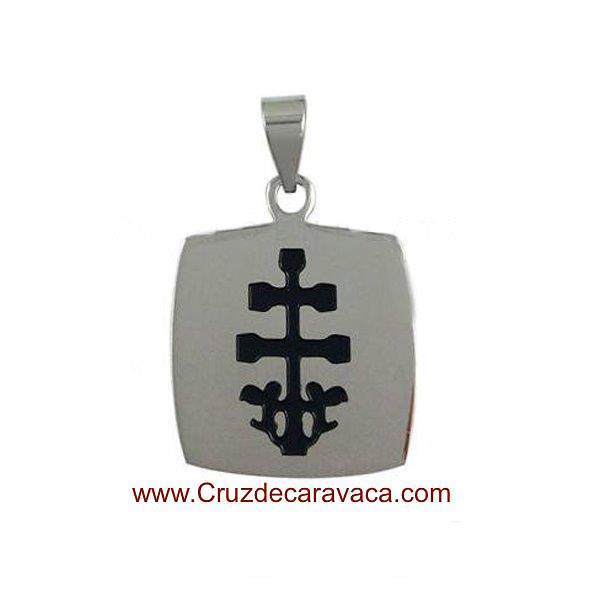 CROSS OF CARAVACA MEDAL OF STAINLESS STEEL AND ENAMEL 