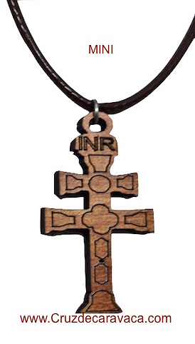 CROSS OF CARAVACA OF WOOD CARVED WITH CORD FOR HANGING 