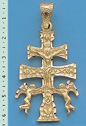 CROSS OF CARAVACA WITH ANGELS MADE IN GOLD C570 