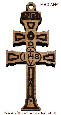 CROSS OF CARAVACA WOOD CARVED MEDIUM WITH IMAN 