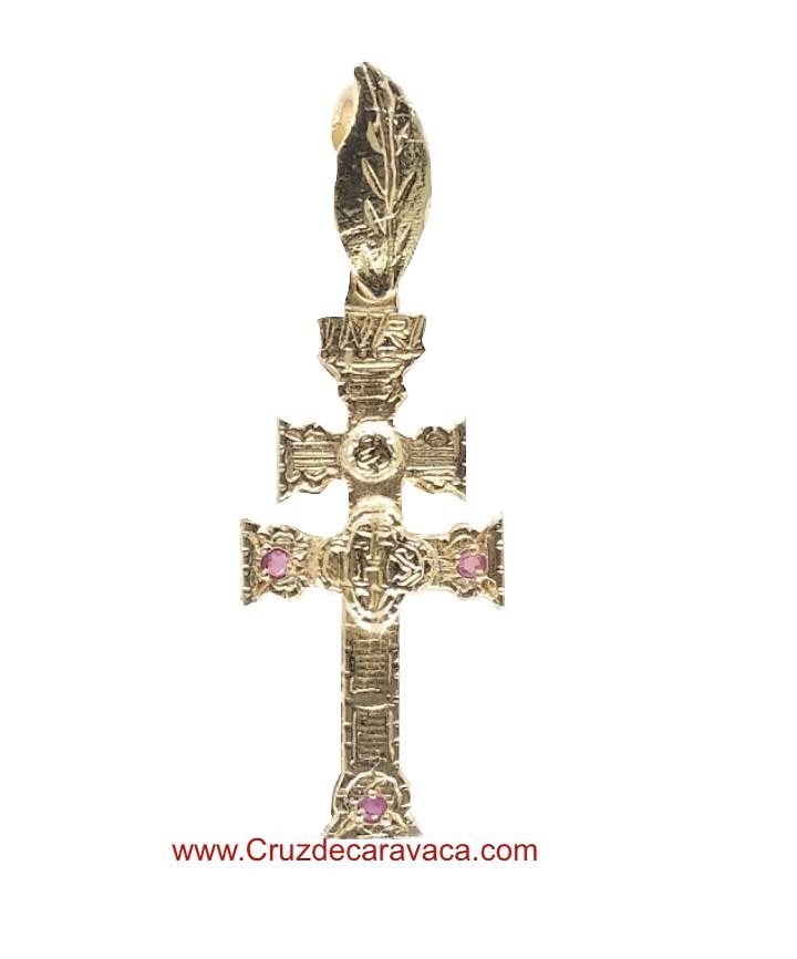 CROSS OF GOLD 18 KLTS AND STONE CARAVACA (Zircon) 