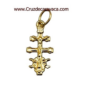 GOLD CROSS, CROSS OF CARAVACA WITH ANGELES 