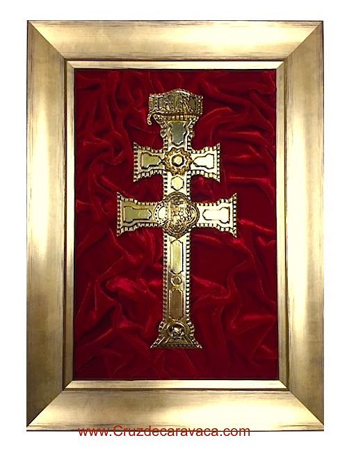 GOLDEN CARAVACA CROSS TABLE ON VELVET 