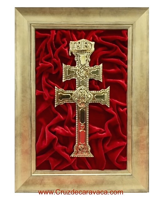 GOLDEN CARAVACA CROSS TABLE ON VELVET 