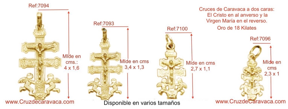 GOLDEN CROSS WITH CHRIST CARAVACA ANGELES TWO SIDES BIGGER 