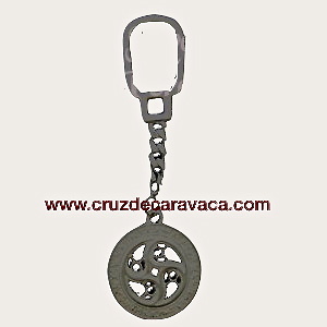 KEYCHAIN ​​SILVER CROSS WINDOW APPEARANCE CARAVACA 