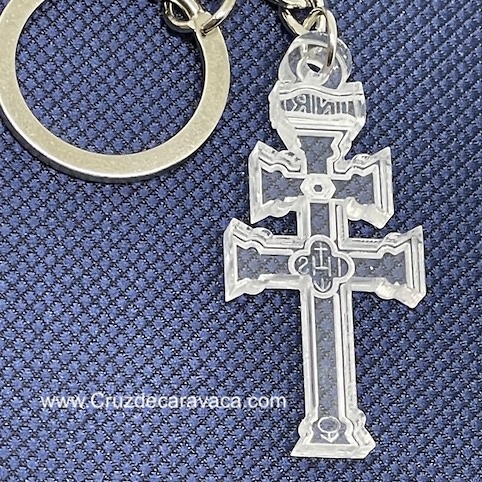KEYCHAIN CROSS OF CARAVACA METHACRYLATE WITH DETAILS 