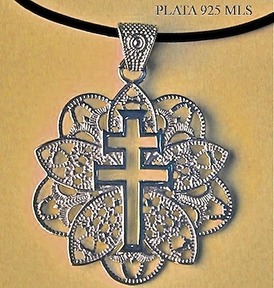 MEDAL CROSS OF CARAVACA DE SILVER PUFF F3486 