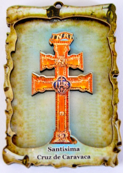 PARCHMENT CROSS OF CARAVACA TO RELIEF WITH MAGNET 