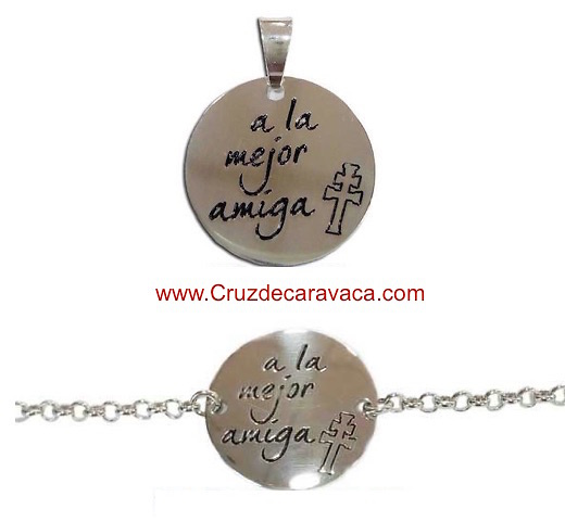 PENDANT OR BRACELET CROSS OF CARAVACA WITH THE LEGEND 