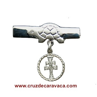 PIN CARAVACA CROSS MEDAL IN SILVER BABY WITH RHODIUM 