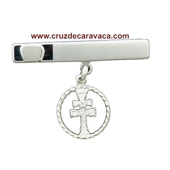 PIN CROSS OF CARAVACA PARA BABY EN PLATA DE LEY WITH RHODIUM BAÑO 