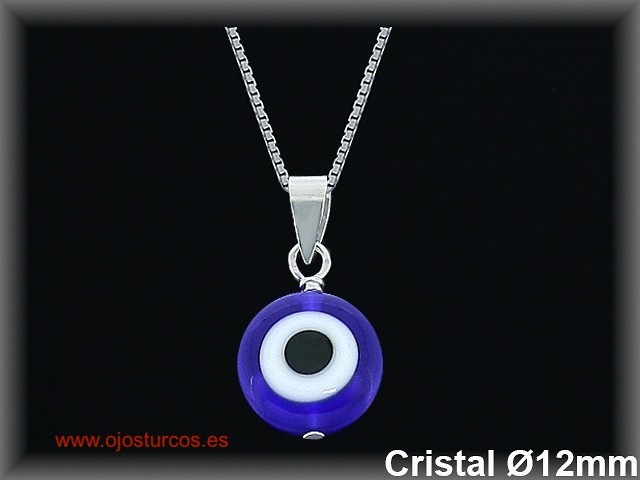 PROTECTIVE TURKISH EYE TO HANG IN CRYSTAL AND STERLING SILVER 